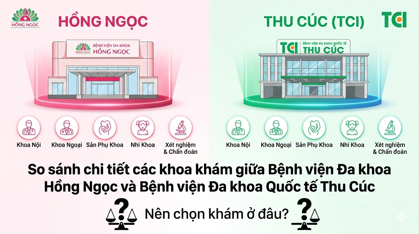 So sánh chi tiết các khoa khám giữa Bệnh viện Đa khoa Hồng Ngọc và Bệnh viện Đa khoa Quốc tế Thu Cúc: Nên chọn khám ở đâu?