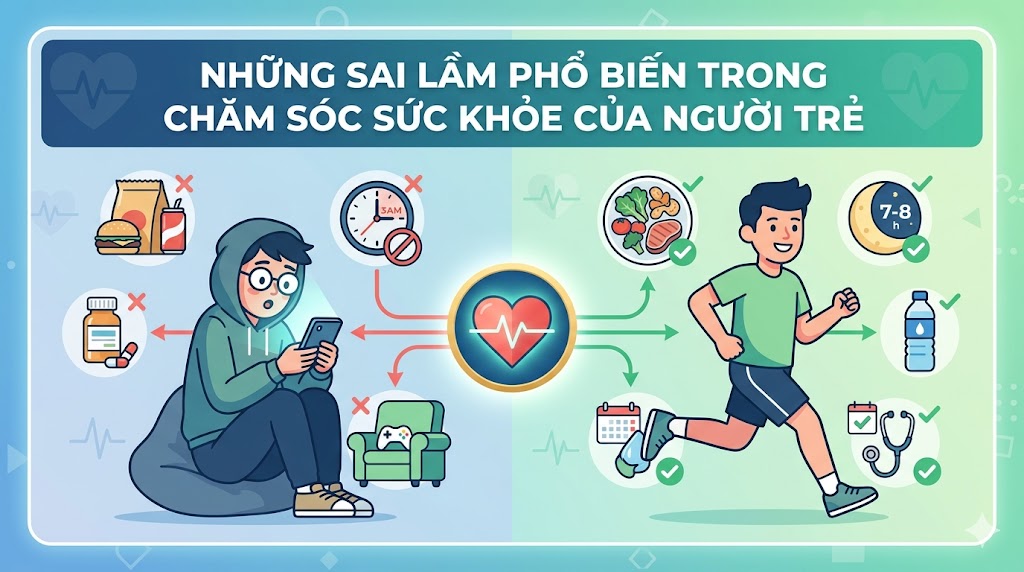 Những sai lầm phổ biến trong chăm sóc sức khỏe của người trẻ
