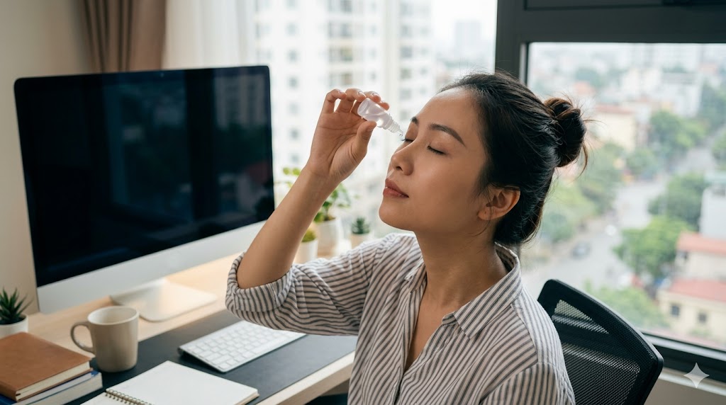 Khô mắt do dùng máy tính nhiều: Cách phòng tránh hiệu quả