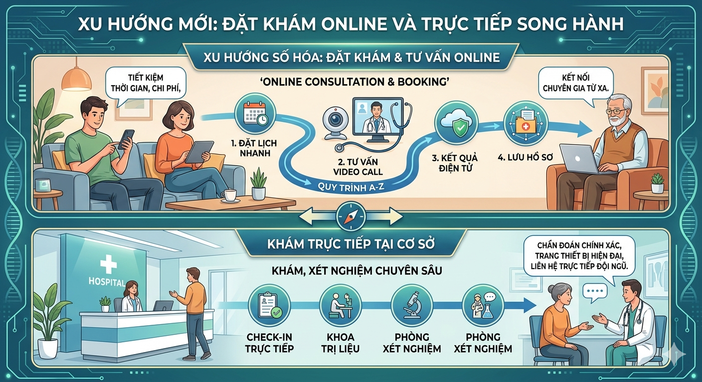 Xu hướng mới: Người bệnh đang chọn đặt khám online hay khám trực tiếp?