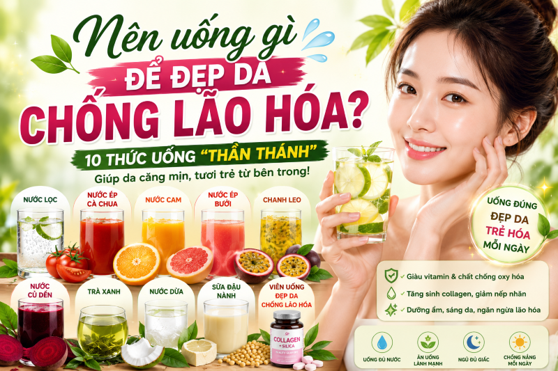 Uống Gì Để Đẹp Da Chống Lão Hóa? 10 Thức Uống Giúp Da Căng Mịn, Tươi Trẻ