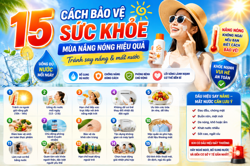 15 cách bảo vệ sức khỏe mùa nắng nóng hiệu quả, tránh say nắng và mất nước