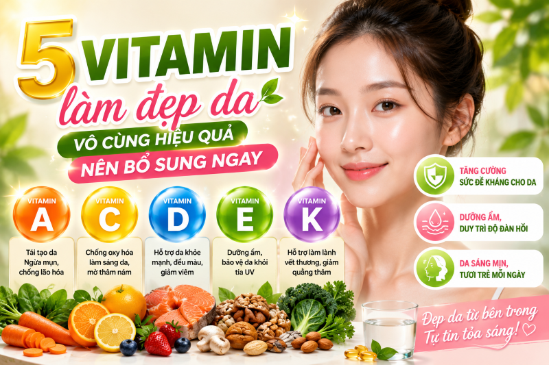 5 Vitamin Làm Đẹp Da Hiệu Quả Giúp Nuôi Dưỡng Làn Da Khỏe Mạnh Từ Bên Trong