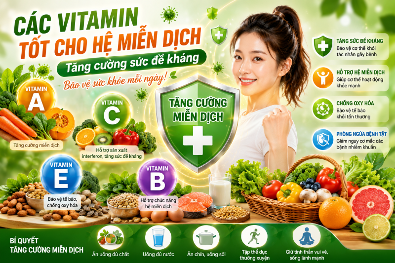 Các Vitamin Tốt Cho Hệ Miễn Dịch Giúp Tăng Cường Sức Đề Kháng Hiệu Quả