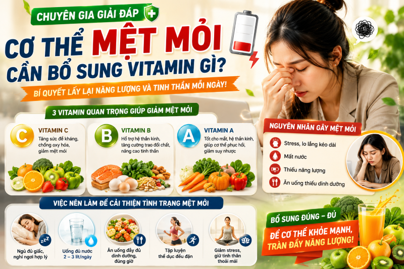 Chuyên Gia Giải Đáp: Cơ Thể Mệt Mỏi Cần Bổ Sung Vitamin Gì Để Nhanh Phục Hồi Năng Lượng?