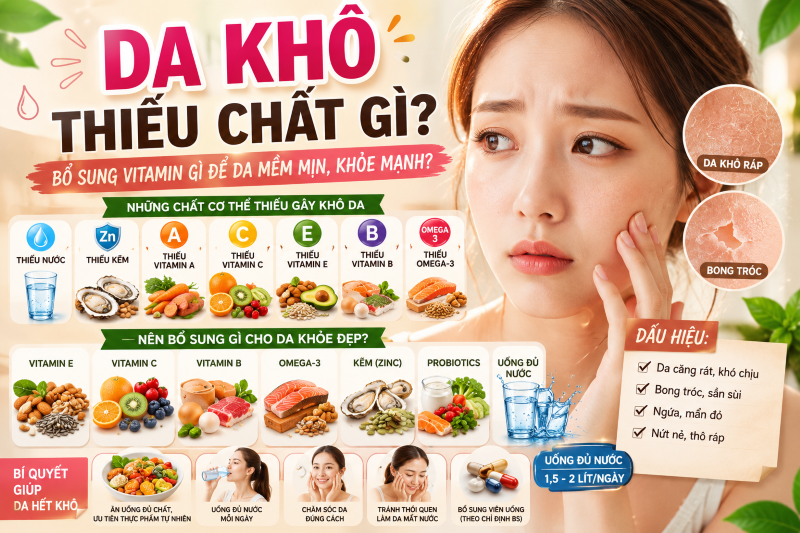 Da Khô Thiếu Chất Gì? Cần Bổ Sung Vitamin Gì Để Da Mềm Mịn Và Khỏe Mạnh?