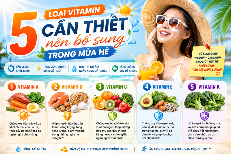 5 loại vitamin cần thiết nên bổ sung trong mùa hè để duy trì sức khỏe và bảo vệ cơ thể