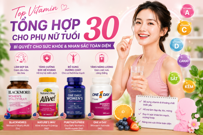 Top Vitamin Tổng Hợp Cho Phụ Nữ Tuổi 30 Được Nhiều Chị Em Quan Tâm