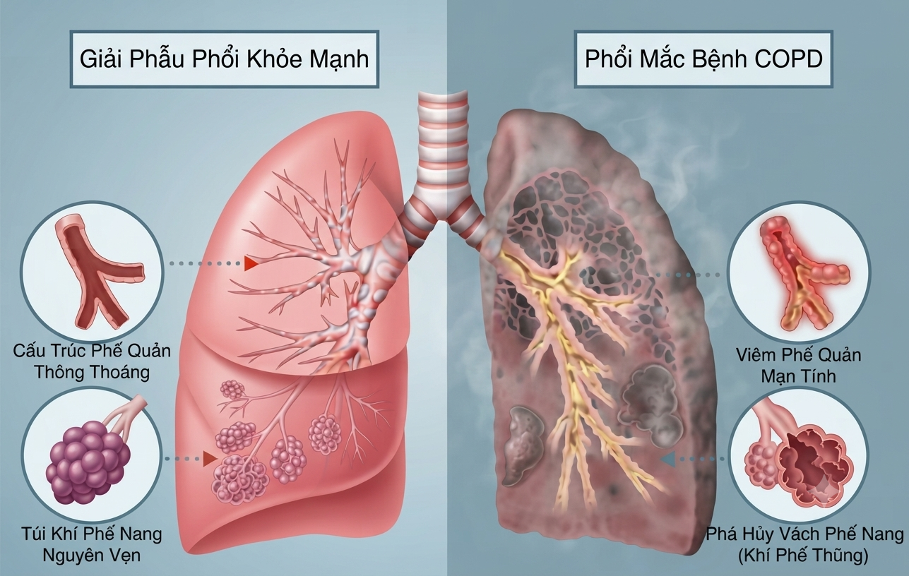 Bệnh phổi tắc nghẽn mạn tính (COPD) là gì? Dấu hiệu nhận biết và cách điều trị